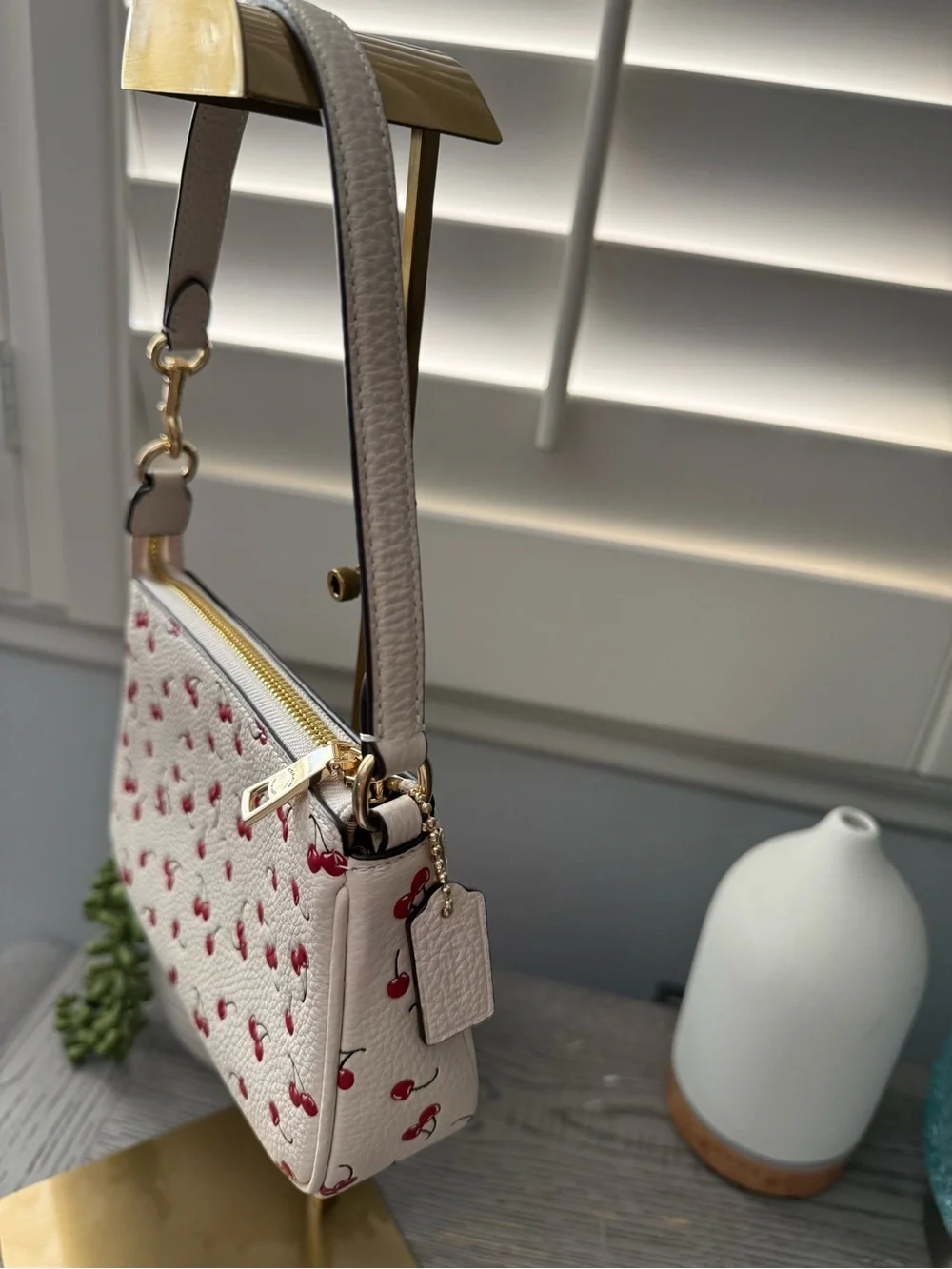 Coach NWT 🍒Cherry Nolita 19 in Chaulk Multi Cherry Print Pebble Leather 🍒 w/DB